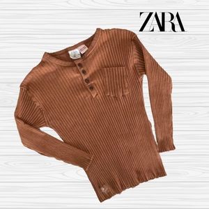 Zara Tan Ribbed Top Girls size 4 5